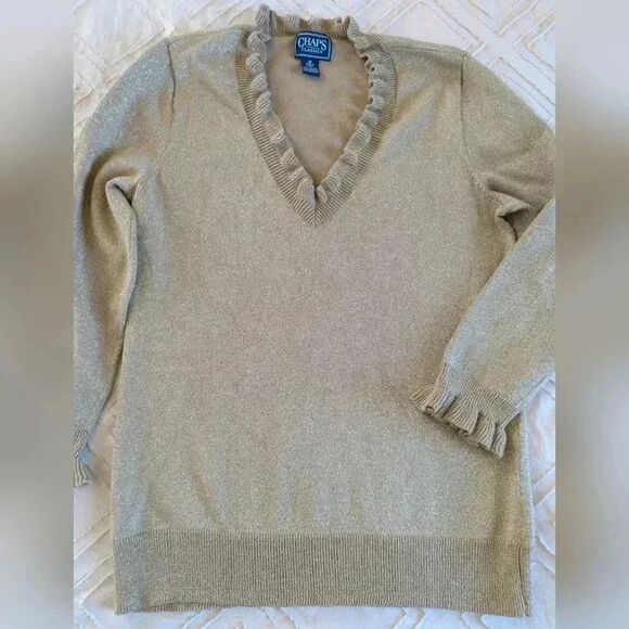 Holiday Bundle, Vintage Chaps Classics & Arden B. Gold Metallic Sweater/Blouse - Picture 5 of 9